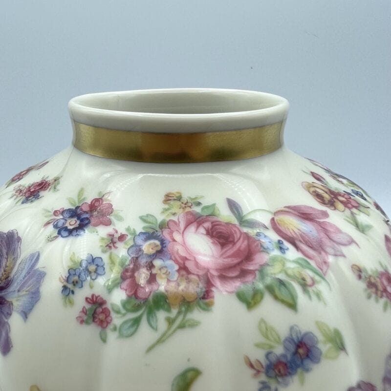 Potiche d'epoca in porcellana Bavaria vaso vintage decoro con rose fiori e oro Ceramiche e Porcellane