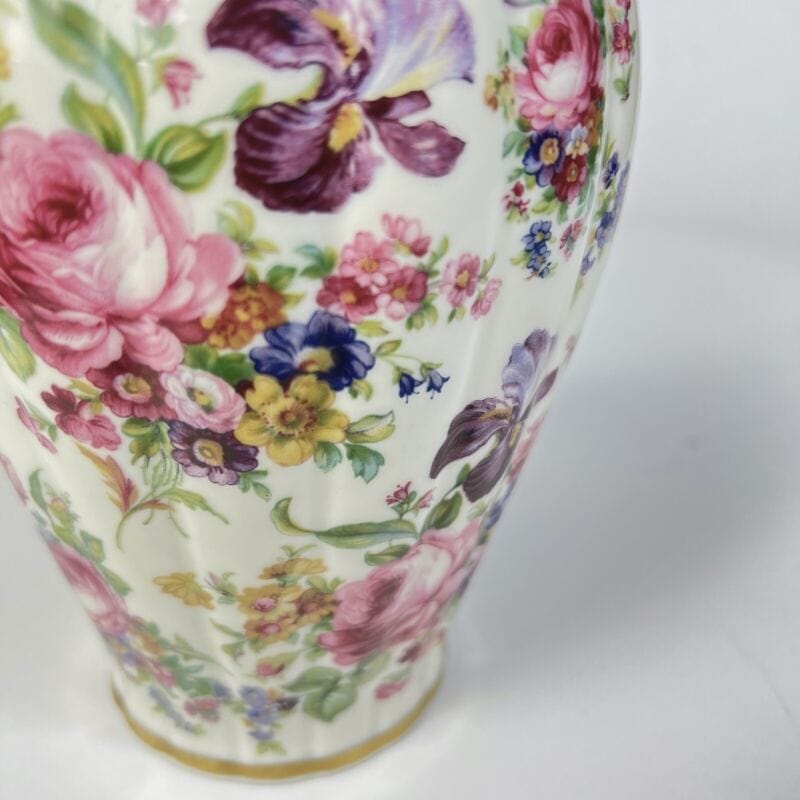 Potiche d'epoca in porcellana Bavaria vaso vintage decoro con rose fiori e oro Ceramiche e Porcellane