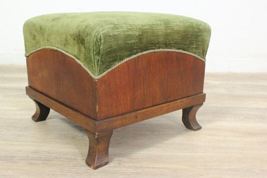 Pouf in velluto verde stile antico retro poggiapiedi anni 50 60 pouff quadrato Arredamento