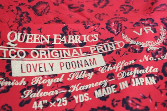 PREZIOSO SCAMPOLO DI STOFFA VINTAGE CHIFFON QUENN FABRICS MADE IN JAPAN 114x290 Corredo Pizzi e Tessuti