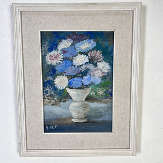 Quadro antico dipinto a olio natura morta con fiori vintage provenzale shabby Quadri