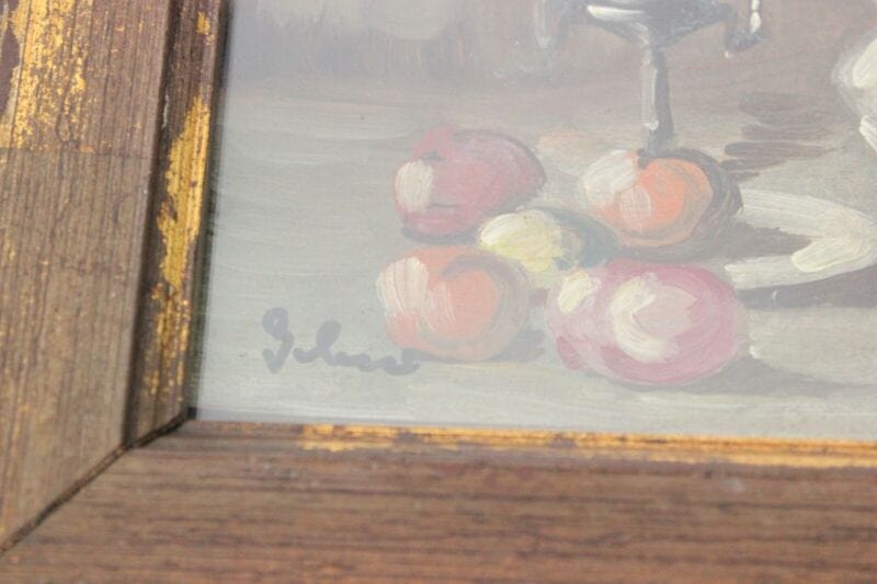 Quadro dipinto a olio natura morta coppia di quadretti stile antico con frutta Quadri