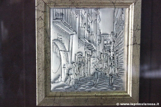 QUADRO VINTAGE ARGENTO 800 SOGGETTO PAYSAGE AUTORE ROBERTO POLO cm 32x32 Stampe e Incisioni