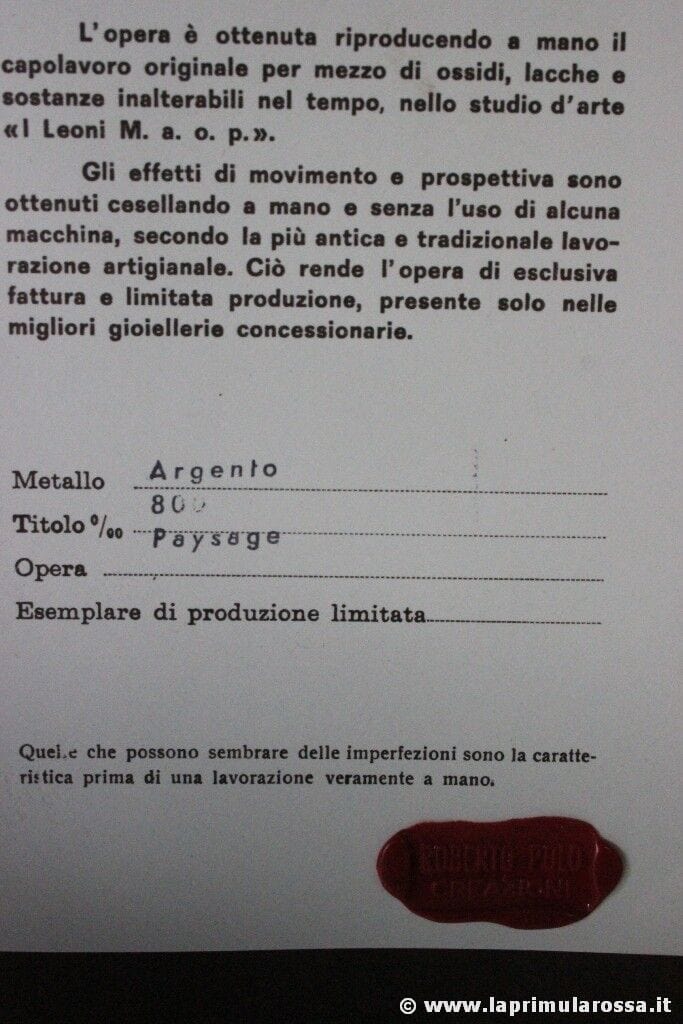 QUADRO VINTAGE ARGENTO 800 SOGGETTO PAYSAGE AUTORE ROBERTO POLO cm 32x32 Stampe e Incisioni