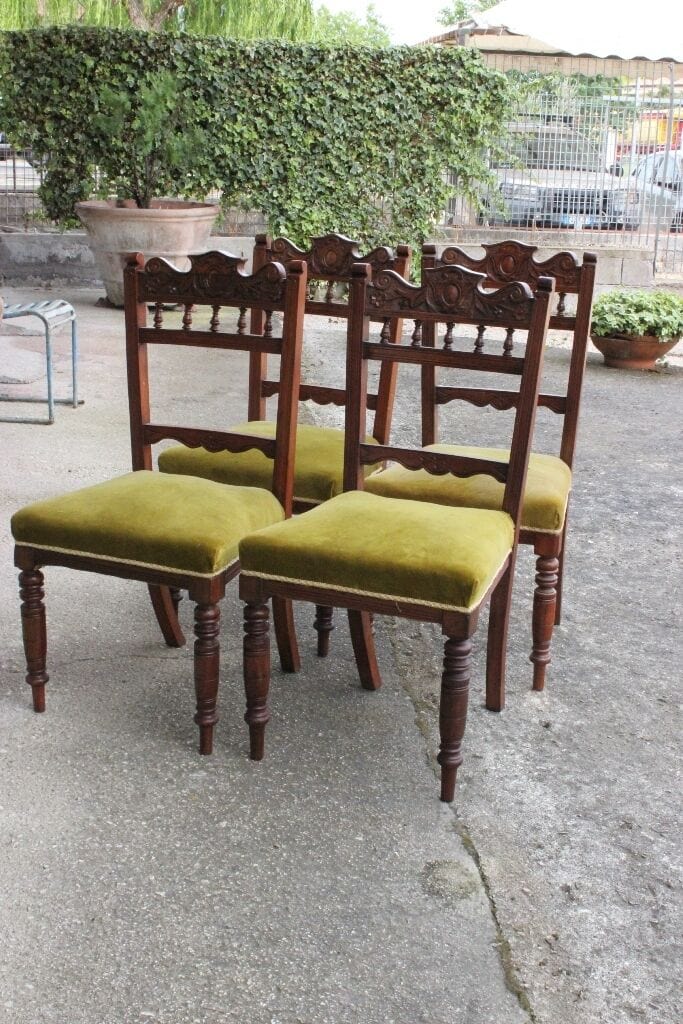 QUATTRO SEDIE ANTICHE IN LEGNO MASSELLO - SEDIA INGLESE VITTORIANA Arredamento
