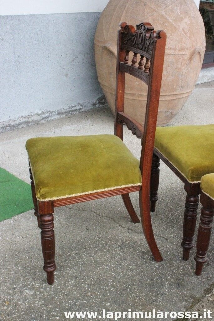 QUATTRO SEDIE ANTICHE IN LEGNO MASSELLO - SEDIA INGLESE VITTORIANA Arredamento