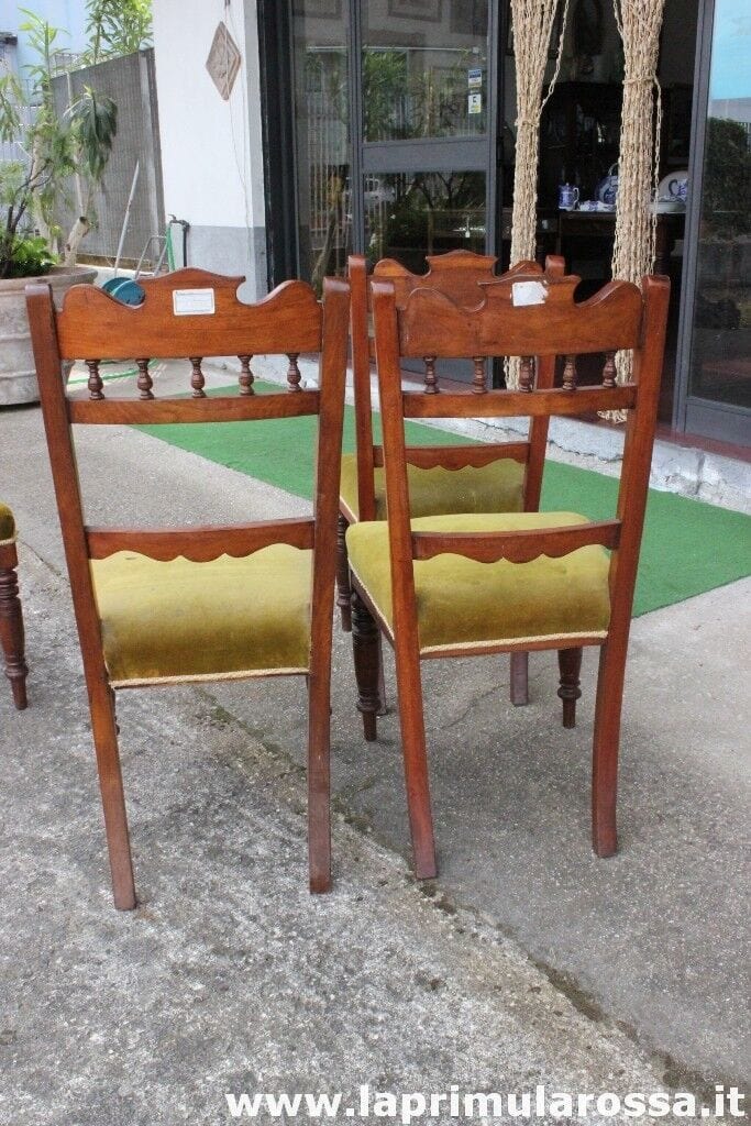 QUATTRO SEDIE ANTICHE IN LEGNO MASSELLO - SEDIA INGLESE VITTORIANA Arredamento
