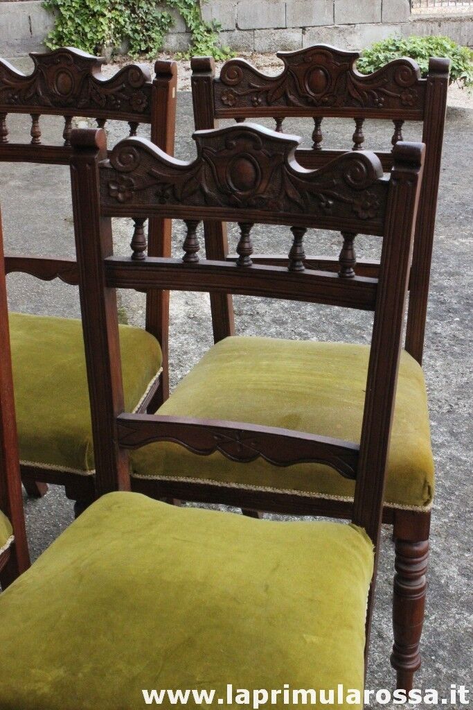 QUATTRO SEDIE ANTICHE IN LEGNO MASSELLO - SEDIA INGLESE VITTORIANA Arredamento