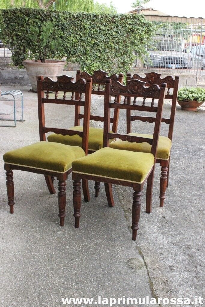 QUATTRO SEDIE ANTICHE IN LEGNO MASSELLO - SEDIA INGLESE VITTORIANA Arredamento