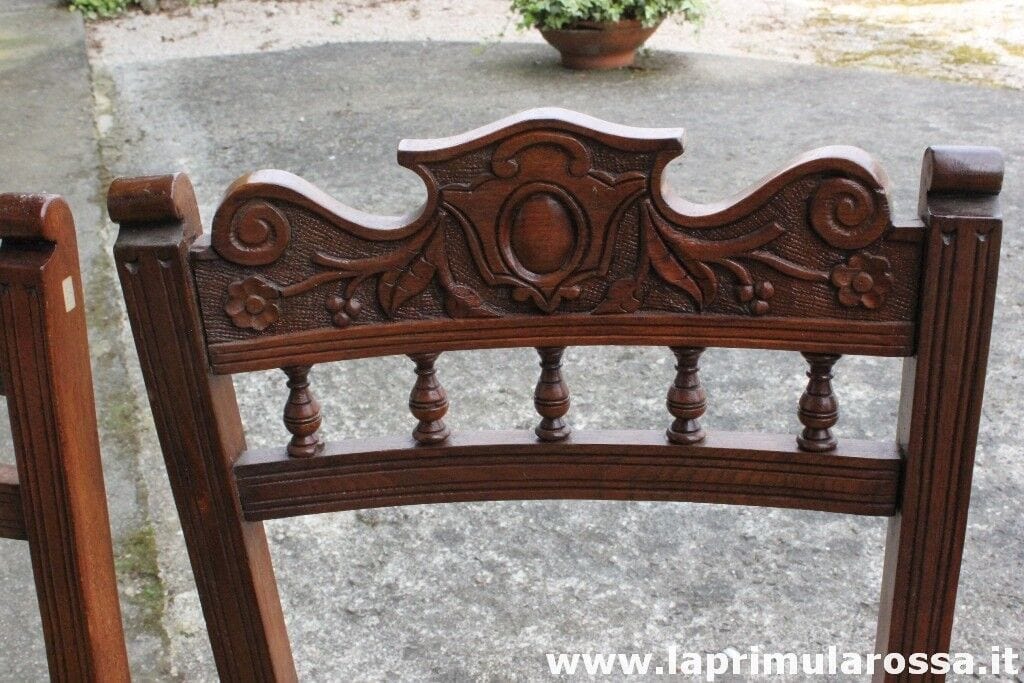 QUATTRO SEDIE ANTICHE IN LEGNO MASSELLO - SEDIA INGLESE VITTORIANA Arredamento