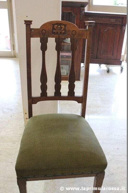 QUATTRO SEDIE D'EPOCA IN LEGNO MASSELLO STILE ART NOUVEAU - SEDIA D'EPOCA ROVERE Arredamento