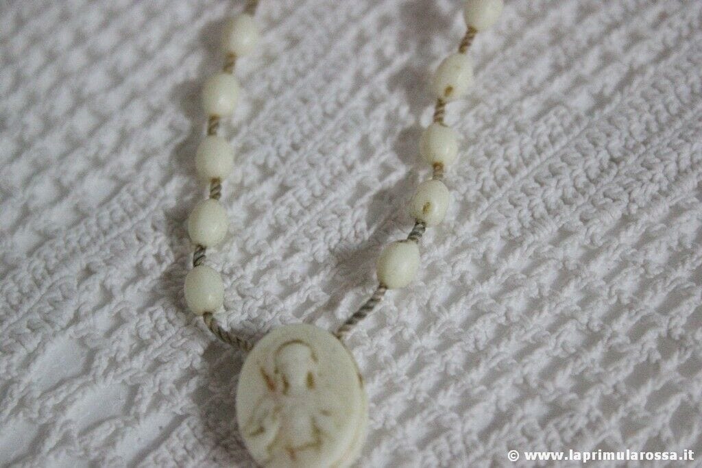 ROSARIO ANNI '60 PRIMA COMUNIONE VINTAGE ITALY ROSARY WHITE BEADS CRUCIFIX Oggetti sacri - rosari