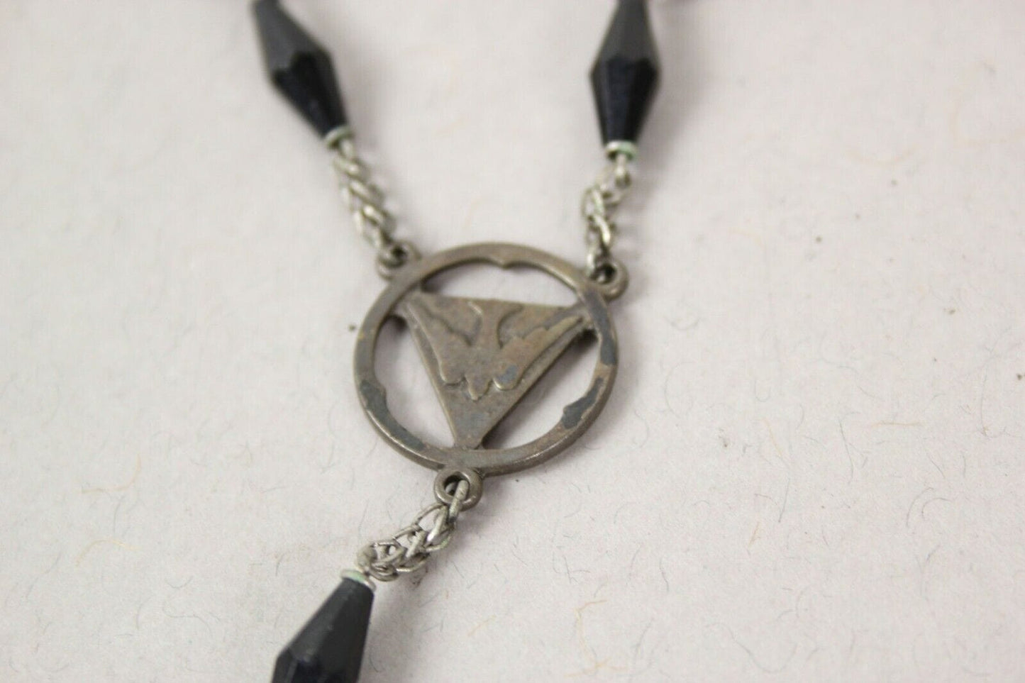 ROSARIO ANTICO COLLANA VINTAGE ARGENTO CROCIFISSO CATTOLICO DEAN STERLING DONNA Oggetti sacri - rosari