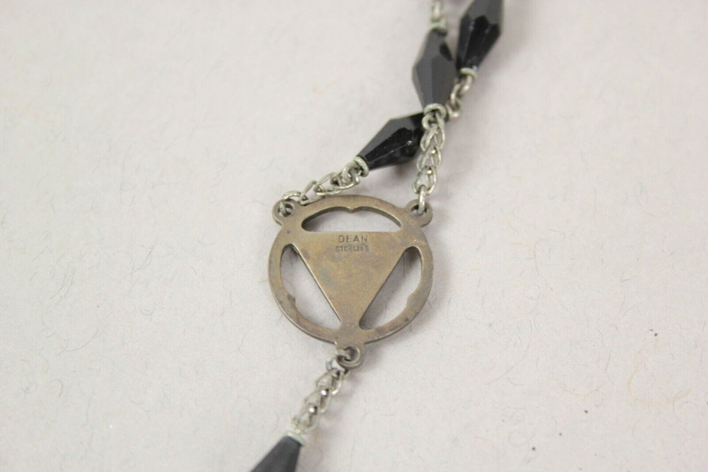 ROSARIO ANTICO COLLANA VINTAGE ARGENTO CROCIFISSO CATTOLICO DEAN STERLING DONNA Oggetti sacri - rosari