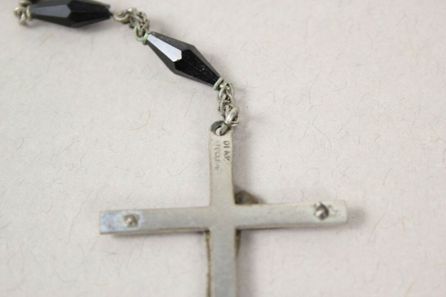 ROSARIO ANTICO COLLANA VINTAGE ARGENTO CROCIFISSO CATTOLICO DEAN STERLING DONNA Oggetti sacri - rosari