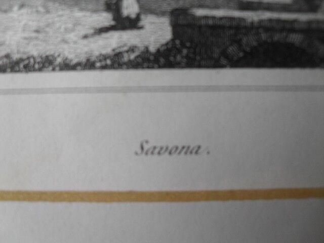 SAVONA STAMPA ANTICA IN BIANCO E NERO ANNO 1841 - ORIGINALE INCISIONE D'EPOCA Stampe e Incisioni