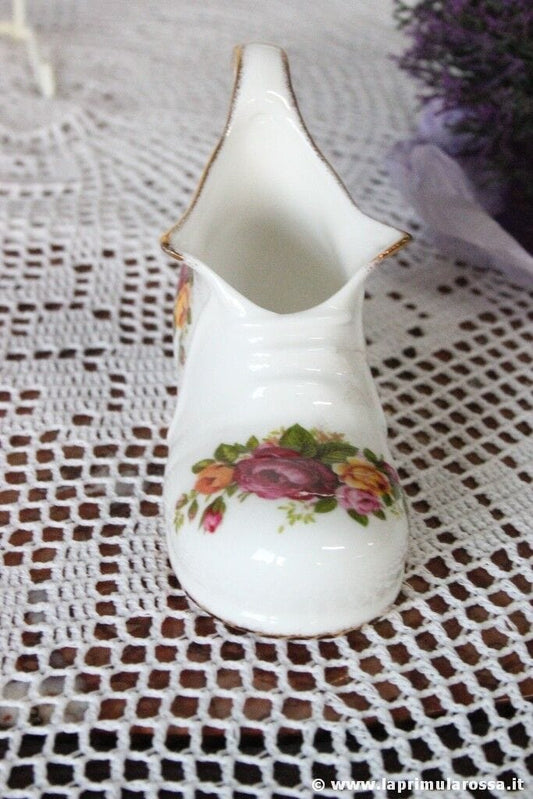 SCARPONCINO D'EPOCA IN PORCELLANA - VINTAGE BONE CHINA COTTAGE ROSE SHOE Ceramiche e Porcellane