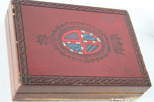 SCATOLA ANTICA IN LEGNO  - COFANETTO D'EPOCA DIPINTO  - VINTAGE WOODEN BOX Scatole in legno