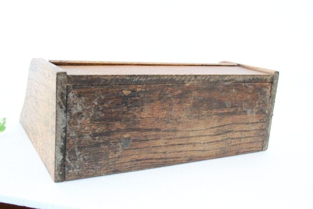 SCATOLA ANTICA IN LEGNO DA SCRIVANIA PORTAOGGETTI VINTAGE OAK WOODEN BOX Scatole in legno