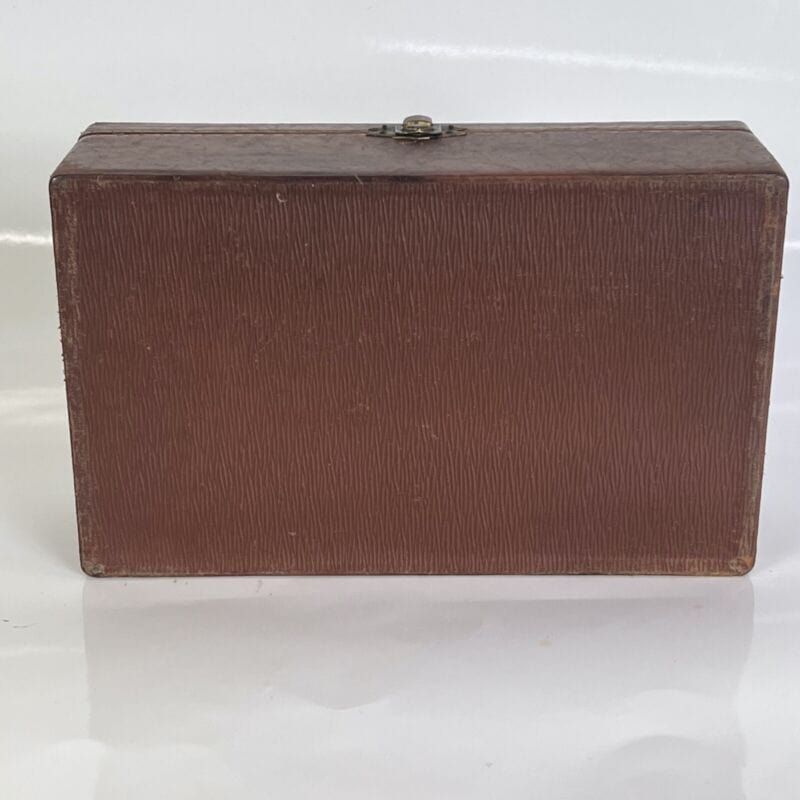 SCATOLA ANTICA IN LEGNO E PELLE DA SCRIVANIA COFANETTO PORTA OGGETTI VINTAGE Complementi d'arredo