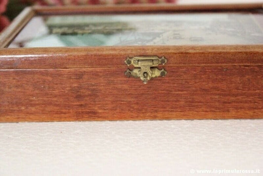 SCATOLA ANTICA IN LEGNO SOUVENIR CHERBOURG  VINTAGE FRENCH WOODEN BOX Scatole in legno
