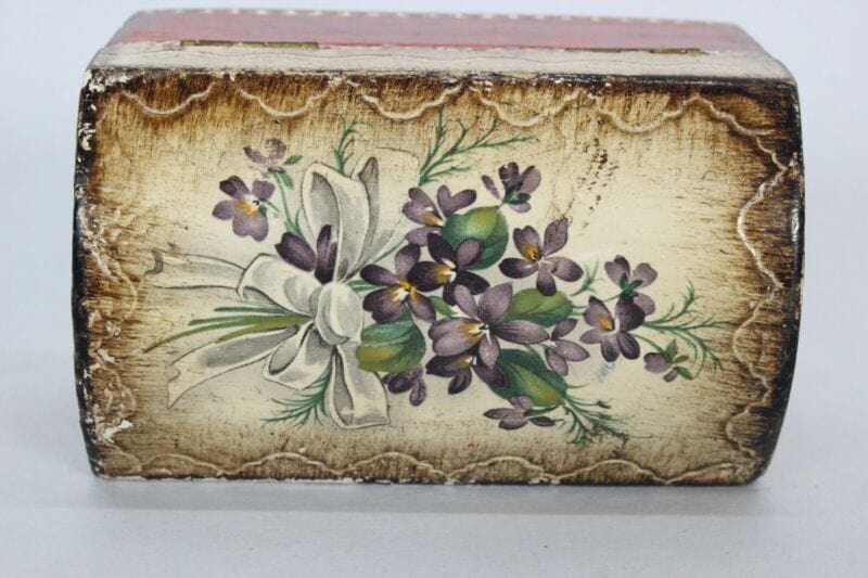 Scatola baule fiorentina vintage portagioie in legno scatolina bauletto violette Scatole in legno