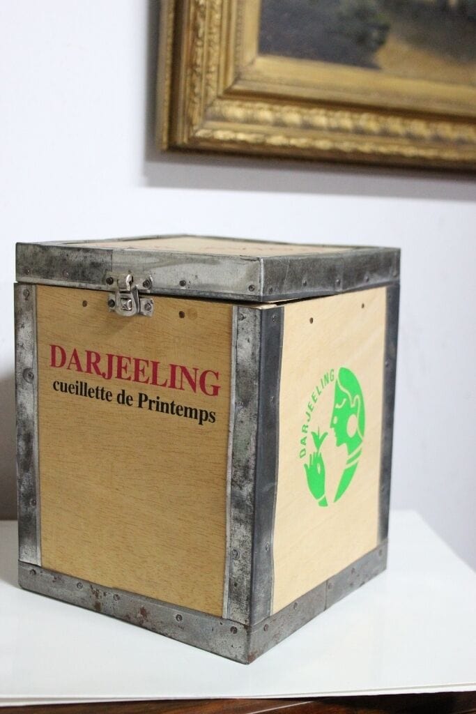 SCATOLA DA TE' IN LEGNO VINTAGE DARJEELING WOODEN TEA BOX CADDY TEA CHEST h 21 Complementi d'arredo
