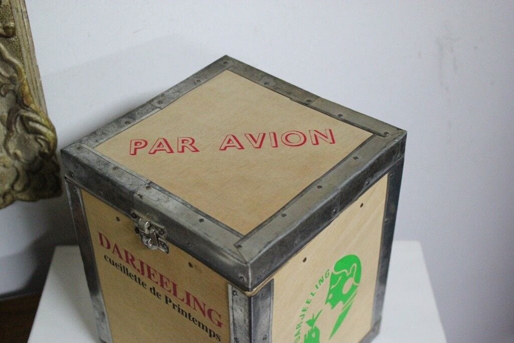 SCATOLA DA TE' IN LEGNO VINTAGE DARJEELING WOODEN TEA BOX CADDY TEA CHEST h 21 Complementi d'arredo