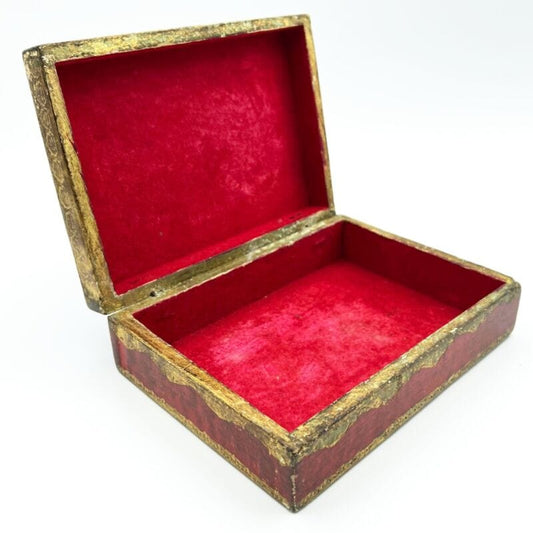 Scatola fiorentina vintage dipinta portagioie in legno oro scatolina intagliata Scatole in legno