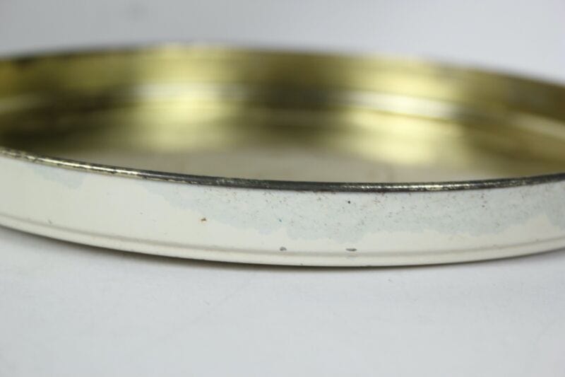 Scatola in latta vintage da collezione di caramelle rotonda vecchia CAFFAREL Pubblicità vintage