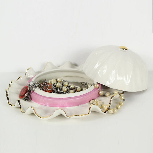 Scatola portagioie vintage in porcellana a forma cappello porta gioielli Ceramiche e Porcellane