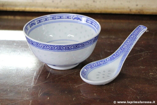 SCODELLINA VINTAGE CINESE IN PORCELLANA + CUCCHIAIO - CIOTOLA - CHINESE BOWL Ceramiche e Porcellane