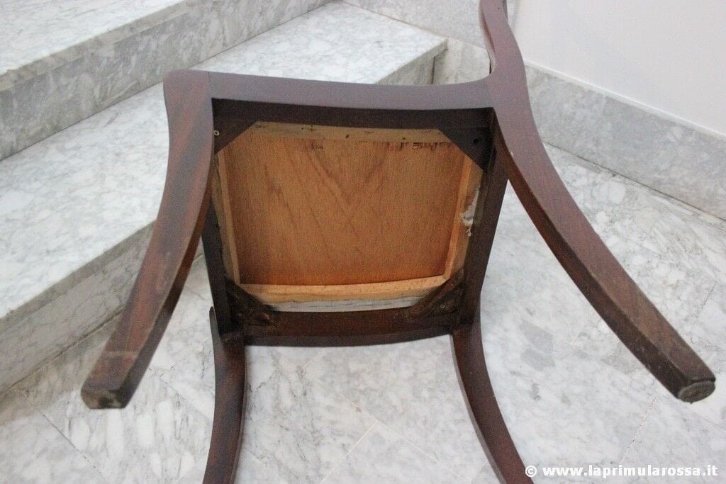 SEDIA D'EPOCA IN LEGNO DI MOGANO INTARSIO IN OTTONE - VINTAGE ENGLISH CHAIR Arredamento