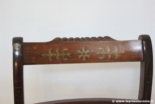 SEDIA INGLESE D'EPOCA IN MOGANO INTARSIO OTTONE VINTAGE REGENCY STYLE CHAIR Arredamento