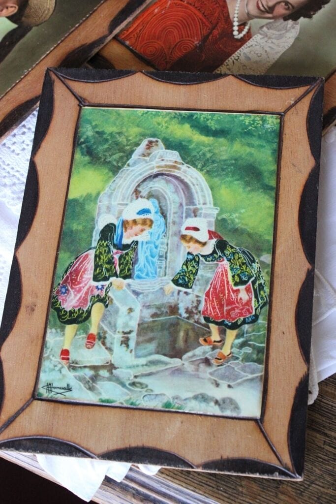 SEI CARTOLINE D'EPOCA SU LEGNO - CARTOLINA VINTAGE WOODEN FRENCH POSTCARDS Other