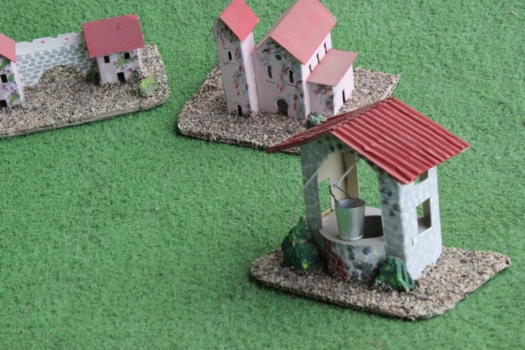 SEI CASETTE VINTAGE DIPINTE A MANO PER PRESEPE / POZZO - FONTANA - CASOLARE Other