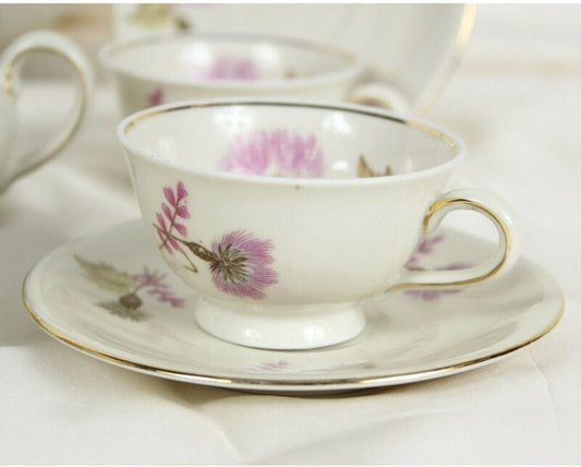 Servizio da caffe antico Bavaria in porcellana anni 40 tazze tazzine oro e fiori Ceramiche e Porcellane