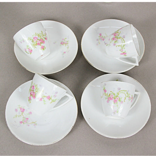 SERVIZIO DA CAFFE ANTICO GINORI DOCCIA IN PORCELLANA ANNI 30 TAZZE TAZZINE FIORI Ceramiche e Porcellane