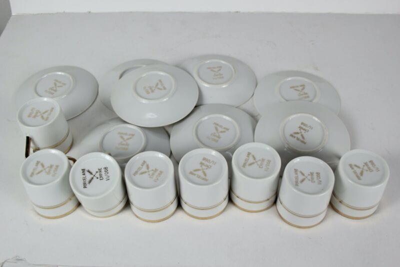 Servizio da caffe antico in porcellana Empire anni 40 tazze tazzine oro 19 pz Ceramiche e Porcellane