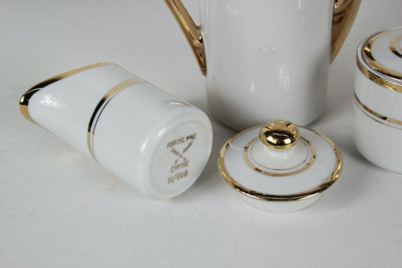 Servizio da caffe antico in porcellana Empire anni 40 tazze tazzine oro 19 pz Ceramiche e Porcellane