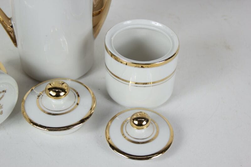 Servizio da caffe antico in porcellana Empire anni 40 tazze tazzine oro 19 pz Ceramiche e Porcellane