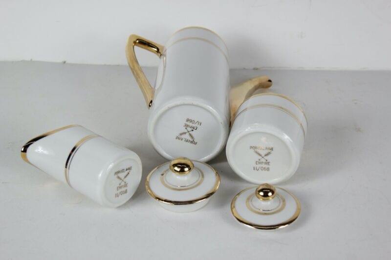 Servizio da caffe antico in porcellana Empire anni 40 tazze tazzine oro 19 pz Ceramiche e Porcellane