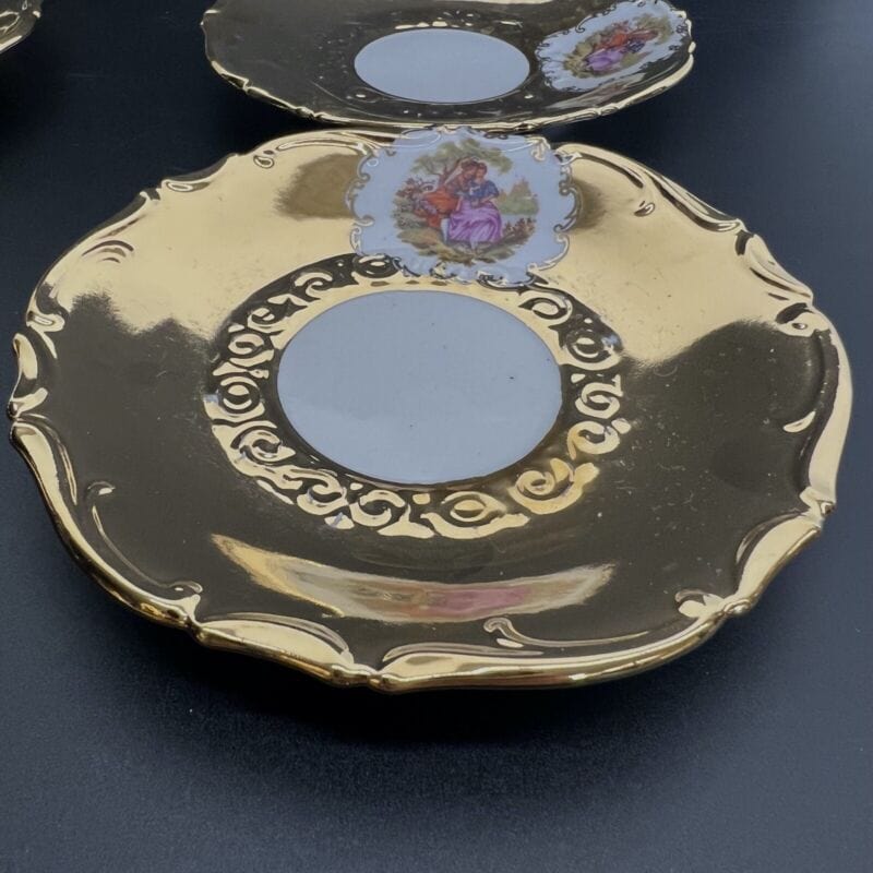 Servizio da tè the antico in porcellana bianca oro zecchino Bavaria set 6 tazze Ceramiche e Porcellane