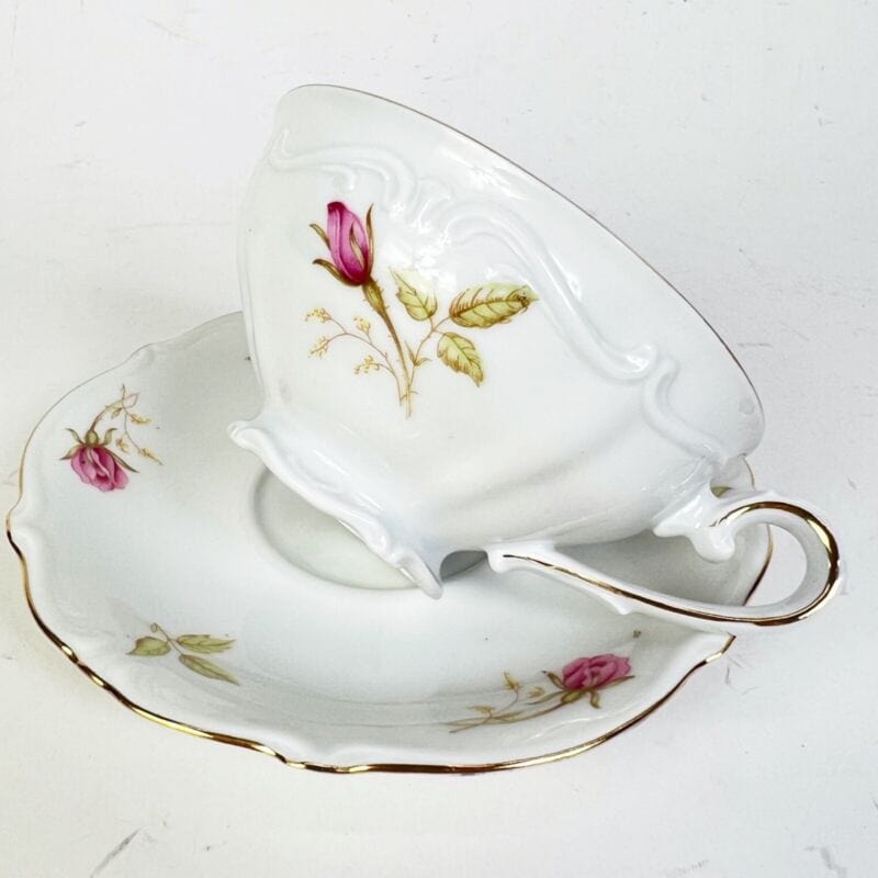 Servizio da tè the antico in porcellana bianca vintage bavaria motivo rose WELLY Ceramiche e Porcellane