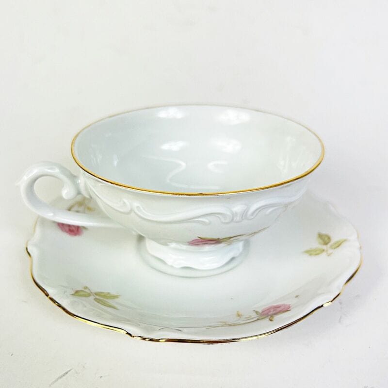 Servizio da tè the antico in porcellana bianca vintage bavaria motivo rose WELLY Ceramiche e Porcellane