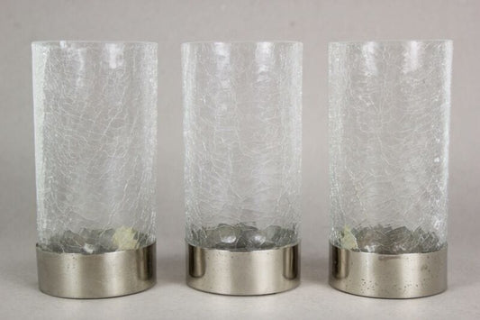 Set 6 Bicchieri vintage da bibita in vetro craquele per aperitivo anni 70 silver Vetri e Cristalli