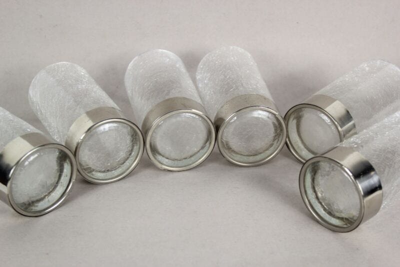 Set 6 Bicchieri vintage da bibita in vetro craquele per aperitivo anni 70 silver Vetri e Cristalli