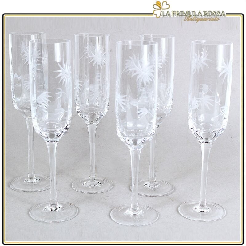 Set Bicchieri vintage in vetro da Vino per aperitivo a calice Anni 70 Rosso  Oro