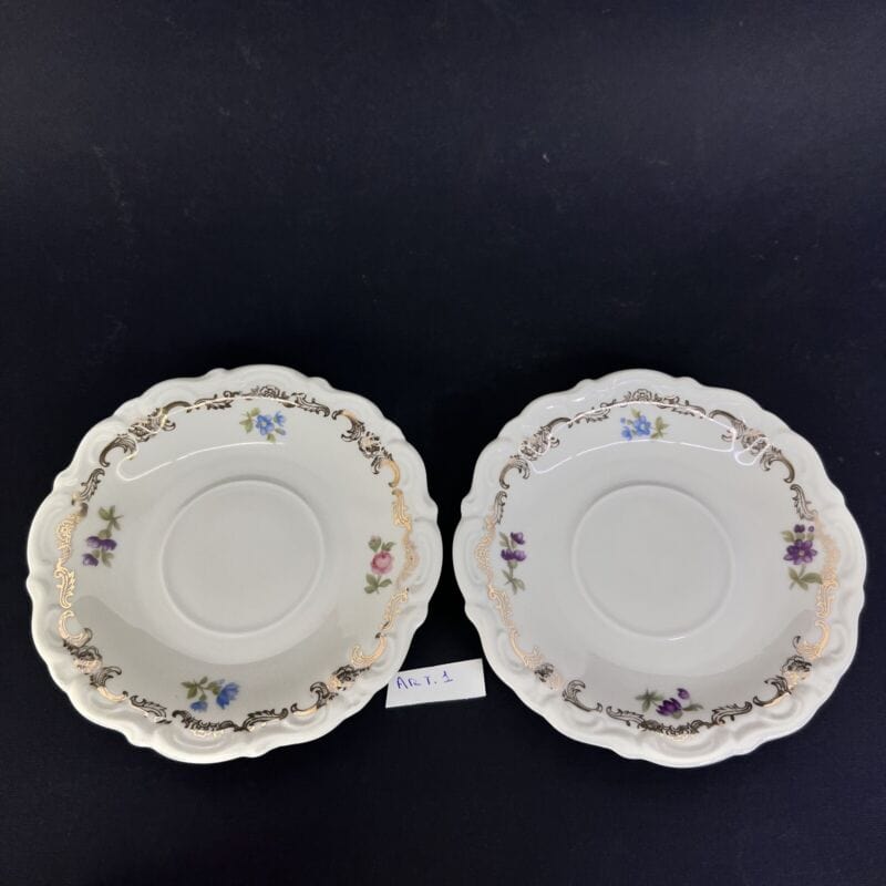 Set da tè the per due antico in porcellana bianca vintage bavaria motivo fiori Ceramiche e Porcellane