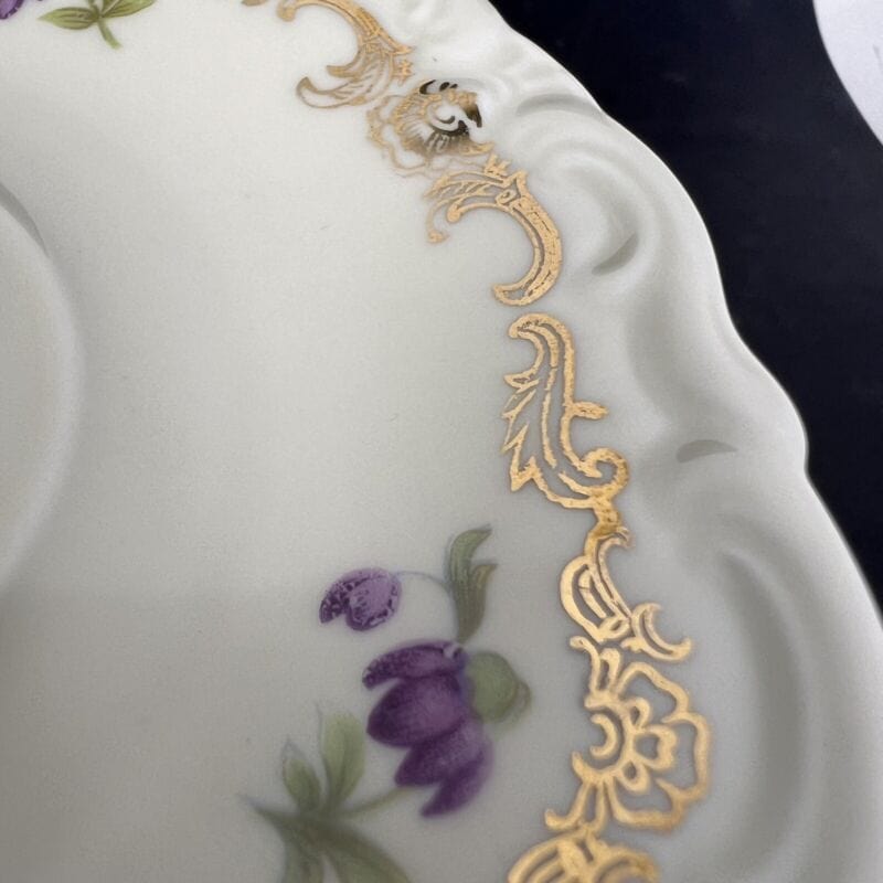 Set da tè the per due antico in porcellana bianca vintage bavaria motivo fiori Ceramiche e Porcellane